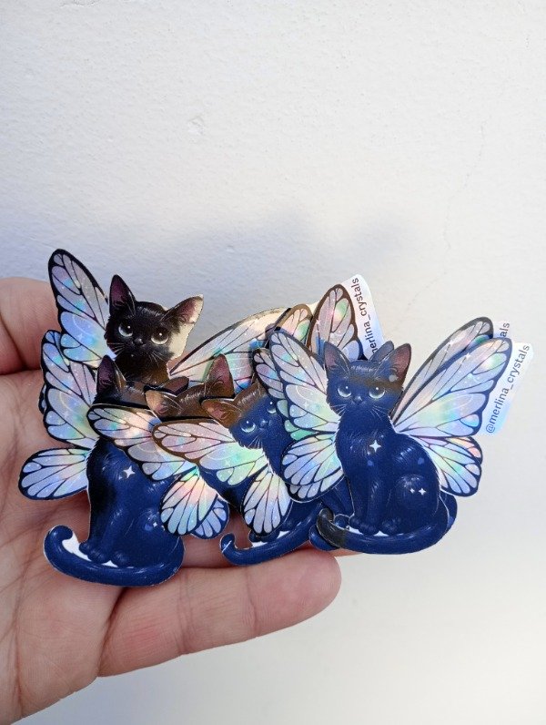 Producto - Sticker gatito alado holográfico
