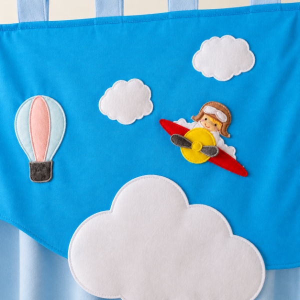 Producto - Cortinas Infantiles Personalizadas - Sueño Entre Las Nubes (Celeste) - 6