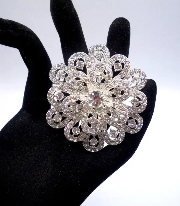 Producto - Aplique Stras diseño romano vintage floral tono plata y cristal