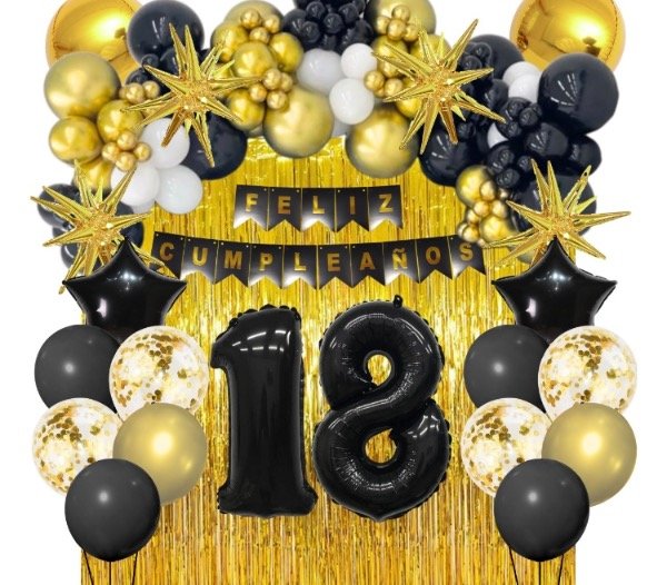 Producto - Combo de Cumpleaños Dorado y Negro