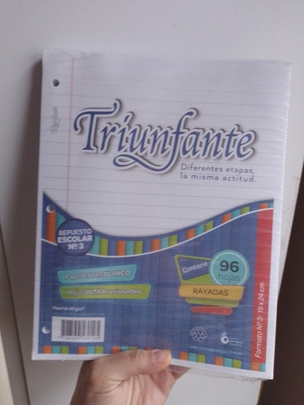 Producto - Repuesto de hojas rayadas Triunfante x 96 hjs