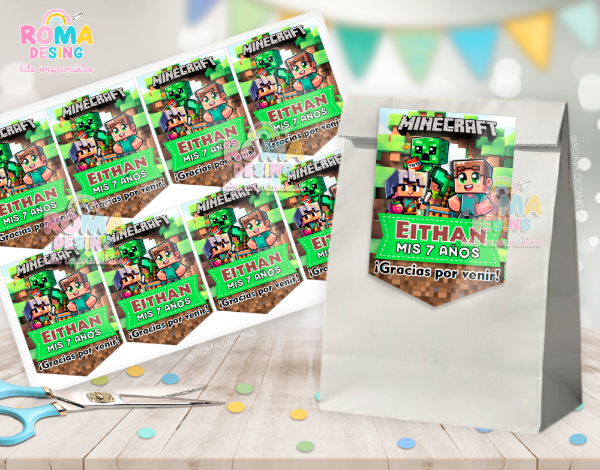 Producto - Etiquetas bolsita Minecraft