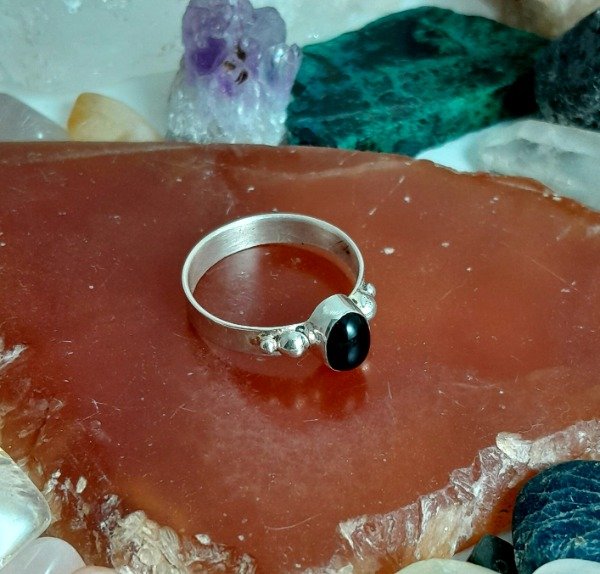 Producto - Anillo de plata 925 con Obsidiana negra