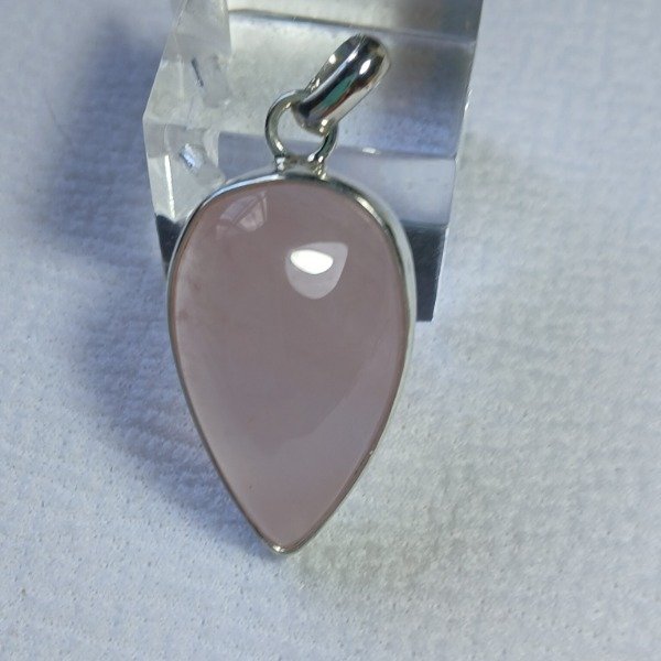 Producto - Dije Plata 925 con cuarzo rosado gota cabujon