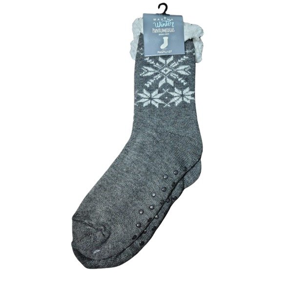Producto - Medias pantumedias hombre gris con nieve