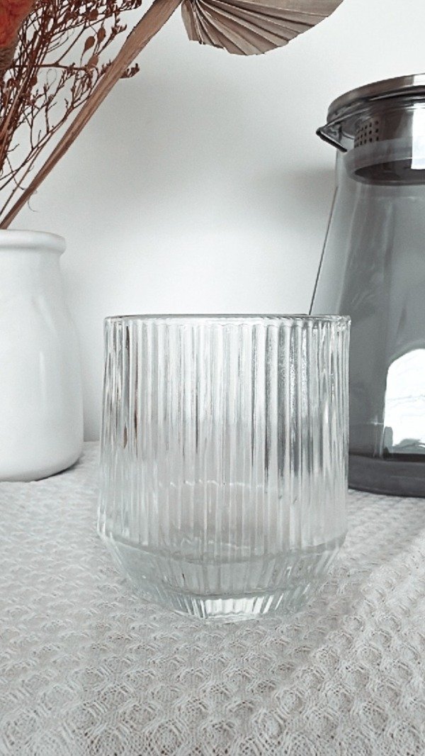 Producto - Set x 6 vasos de vidrio - Rayado Transparente