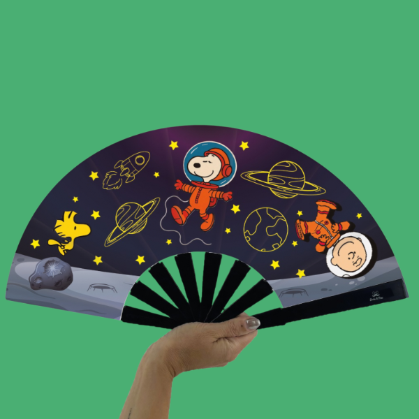 Producto - Abanico Waterproof NEÓN  "Snoopy en la Luna" -CON ACCESORIOS-