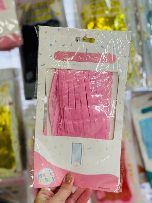 Producto - Cortina lluvia color rosa pastel 120x180cm