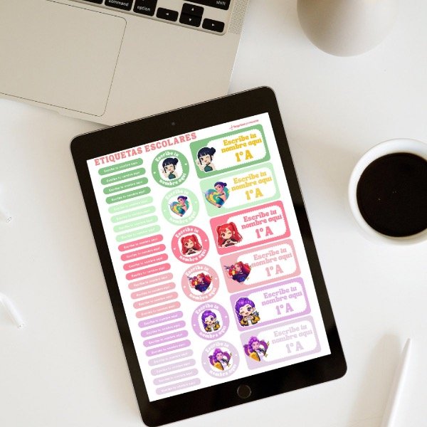 Producto - Etiquetas escolares digitales Guerreras kpop