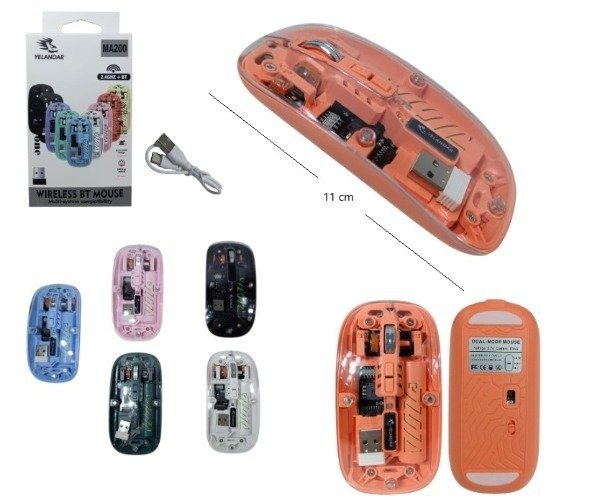 Producto - Mouse inalambrico bluetooth transparente (se carga por USB - NO usa pilas)