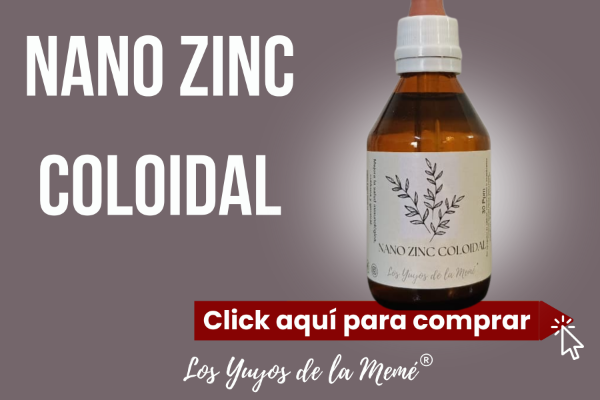 Producto - Nano Zinc Coloidal 30 ppm, frasco gotero de 60 ml. Los Yuyos de la Memé - 0
