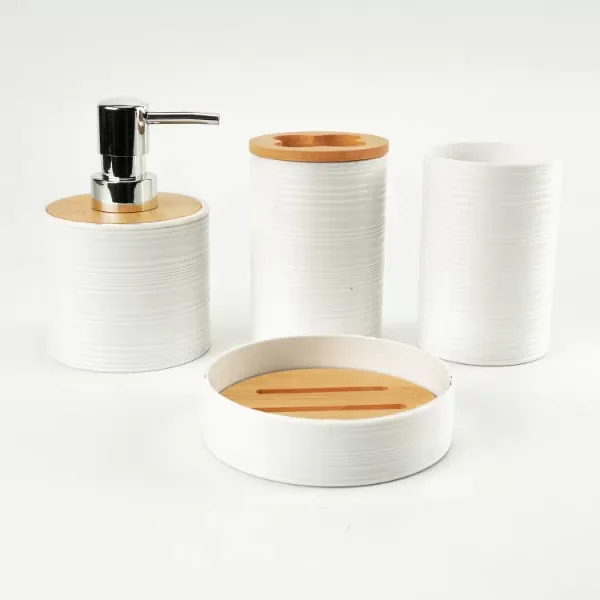 Producto - Set de baño 4 pzs Plastico y Bambu