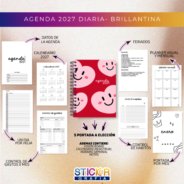 Producto - Agenda 2027 Diaria Brillantina
