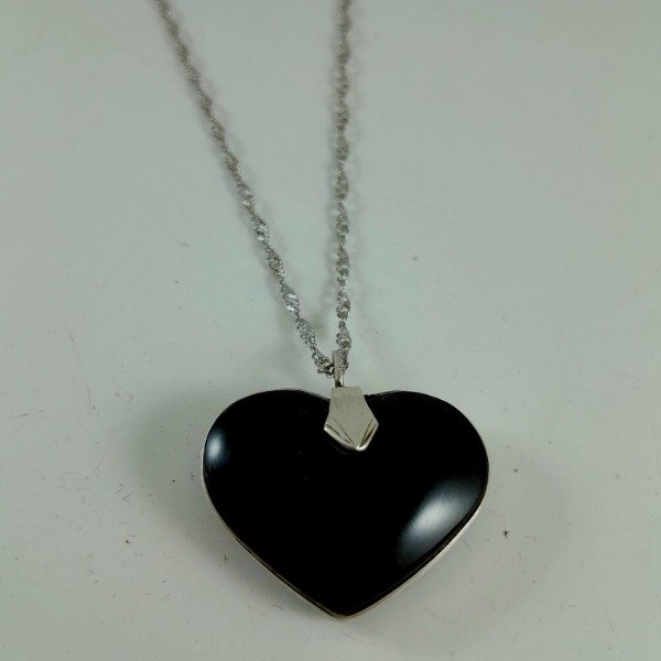 Producto - Dije de plata 925 corazón  de Obsidiana
