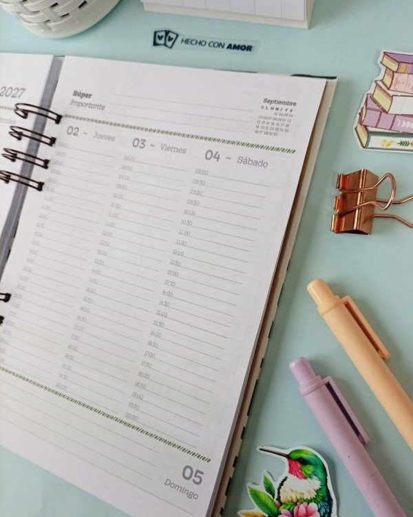 Producto - Agenda semanal vertical con horarios Un día a vez - 9