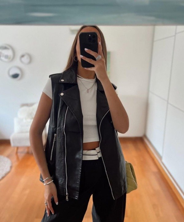 Producto - CHALECO ECO CUERO OVERSIZE LARGO