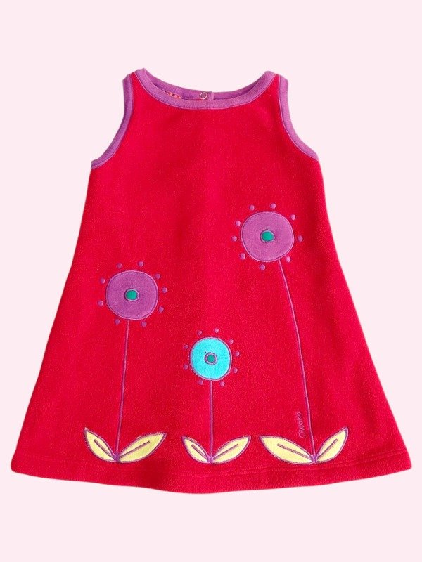 Producto - Jumper de micropolar forrado color rojo oscuro con flores Owoko 2/3 años