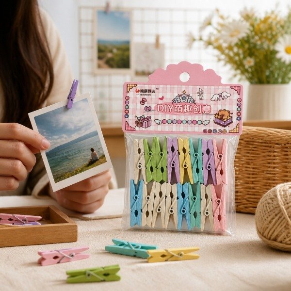 Producto - BROCHES DE MADERA PARA ARTESANIAS COLOR PASTEL 3.5CM X16U - 0