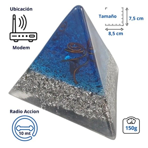 Producto - Pirámide tetraédrica chica Azul Turmalina
