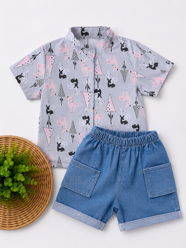Producto - CONJUNTO ERIC BAMBI GRIS (CAMISA + SHORT)