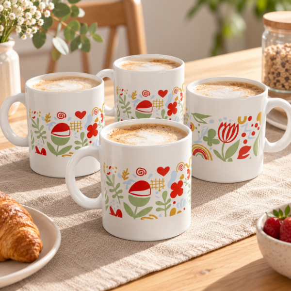 Producto - SET BOHO DE 4 TAZAS RECTAS DE CERAMICA VITRIFICADAS - 3