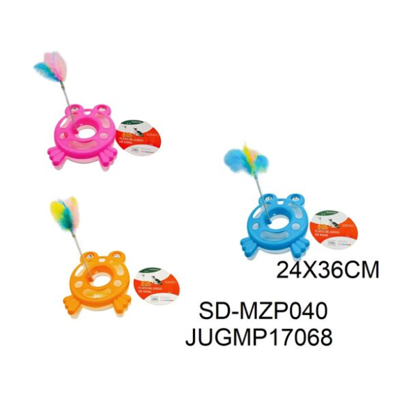Producto - Juguete para Gatos con Forma de Rana y Plumas