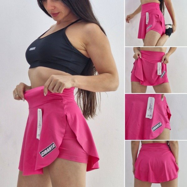 Producto - Pollera con Short Cibarta modelo crossfit Pro Fuscia