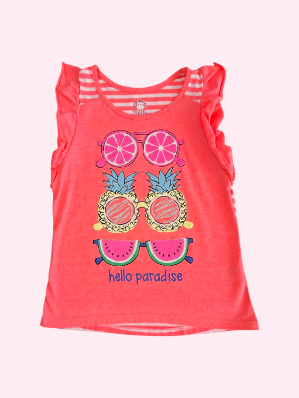Producto - Musculosa con voladitos color salmon con carita 365 6 años