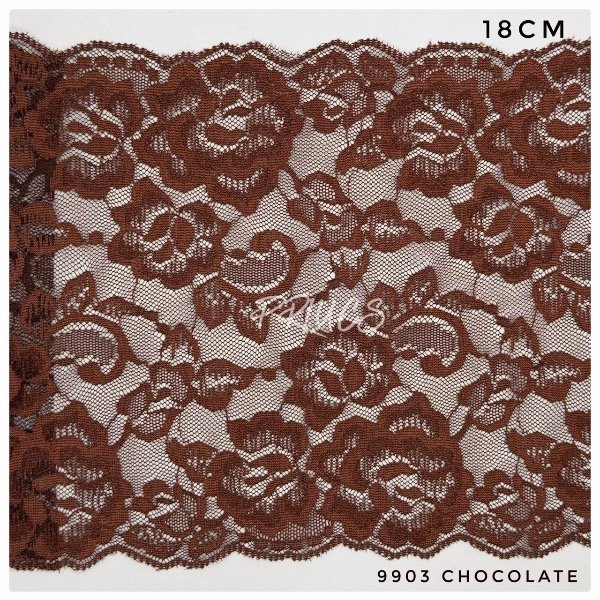 Producto - 9903 PUNTILLA ELASTIZADA CHOCOLATE 18 cm