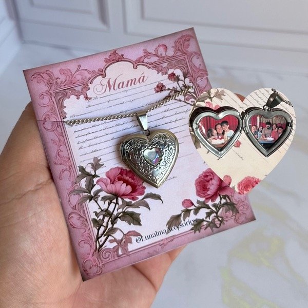 Producto - Relicario: Heart White para Mamá