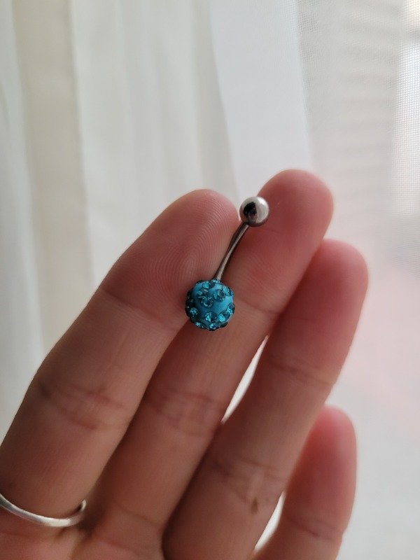 Producto - Piercing ombligo bola de fuego turquesa AQ