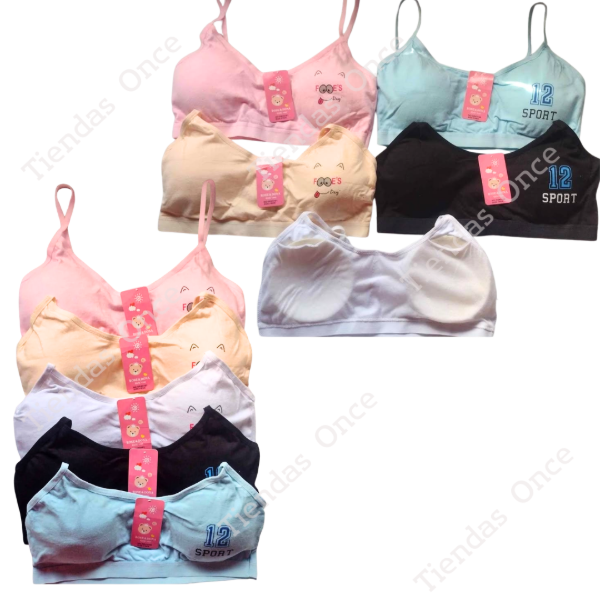 Producto - Corpiño deportivo tira fina MOLEY juvenil - Por docena