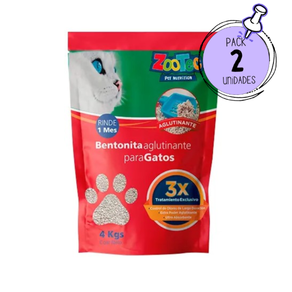 Producto - Arena Aglutinante Bentonita Zootec Pack x 2 Unid de 4 Kg c/u