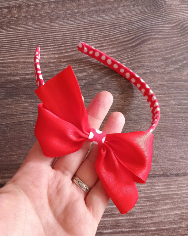 Producto - Vincha Rigida - Roja Lunares