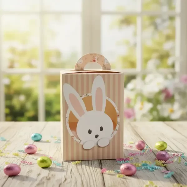 Producto - Cajita BEIGE Pascua Tipo Lecherita  Altura: 13x9.5x9.5