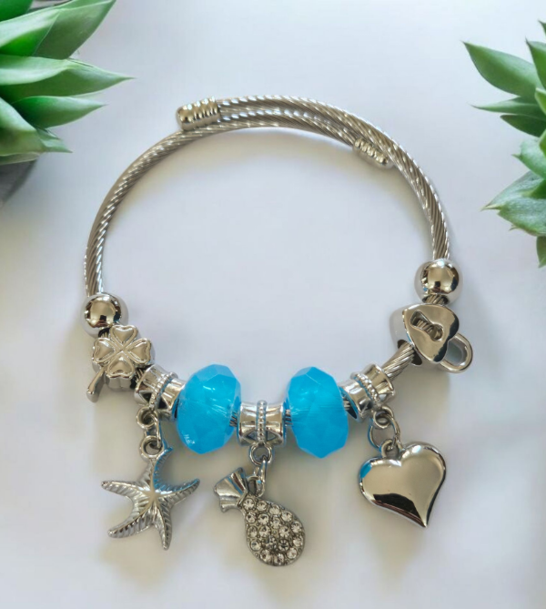 Producto - Pulsera acero dona turquesa estrella de mar