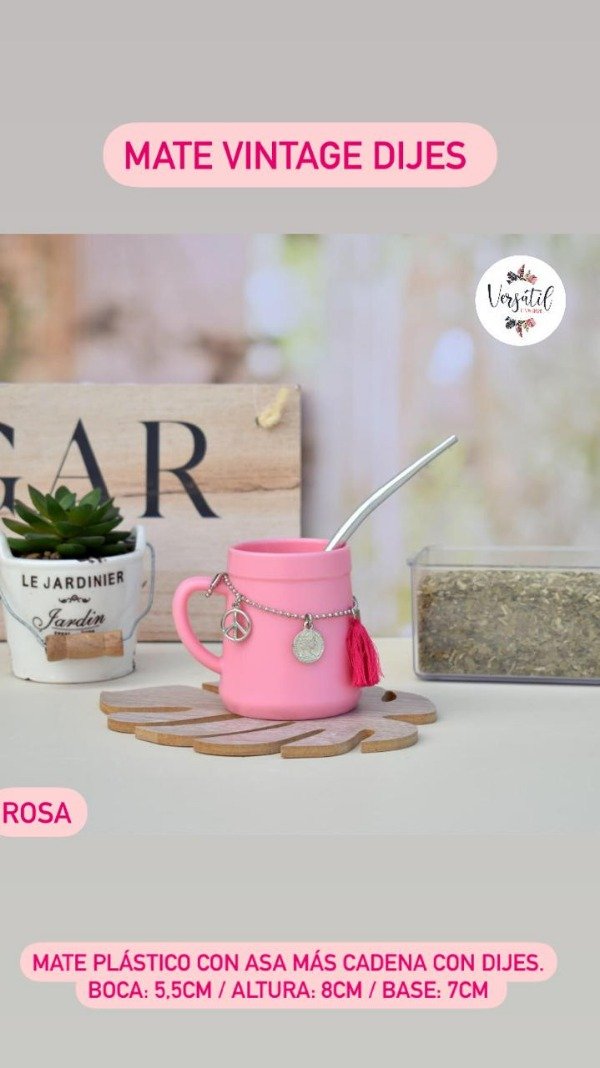 Producto - Mate vintage dijes rosa