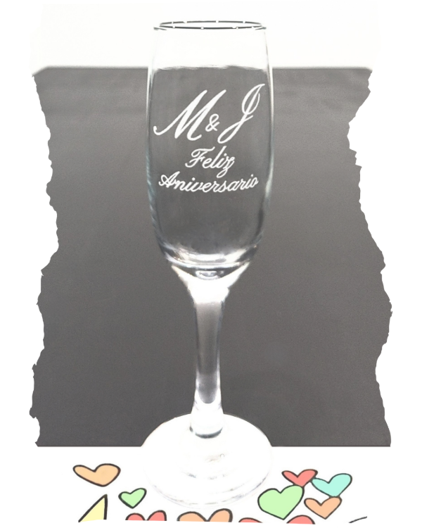 Producto - Copa de champagne con iniciales regalo de aniversario