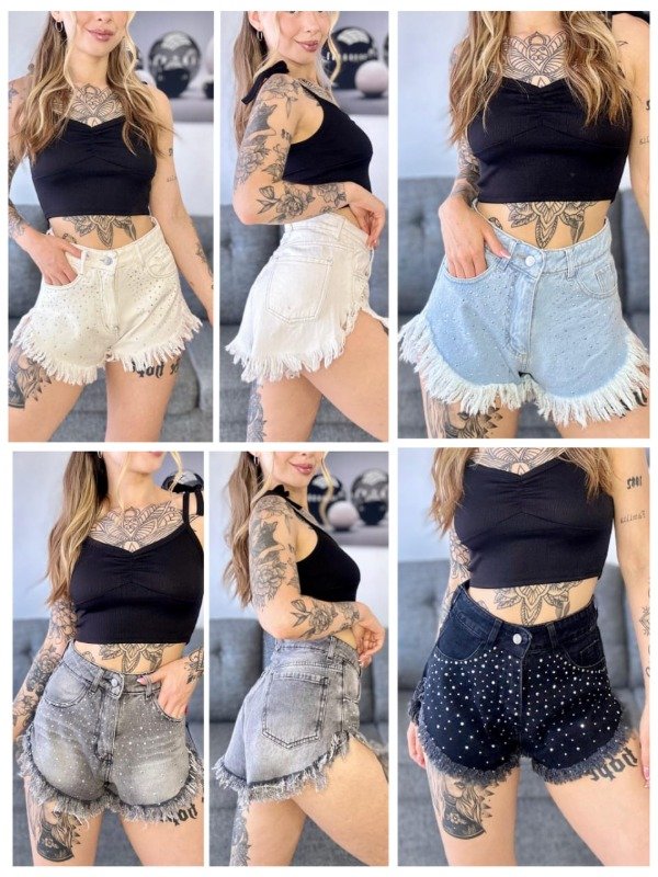Producto - LINEA LADY Short tiro alto con strass