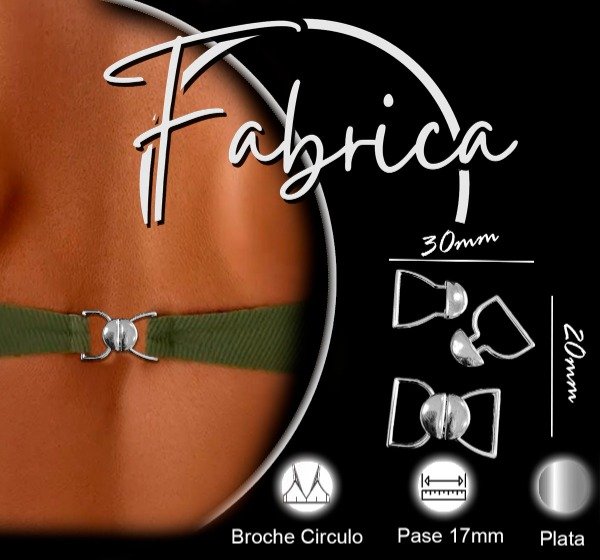Producto - Broche circulo zamac. Pase 17mm (1 unidad). Niquel-Plata