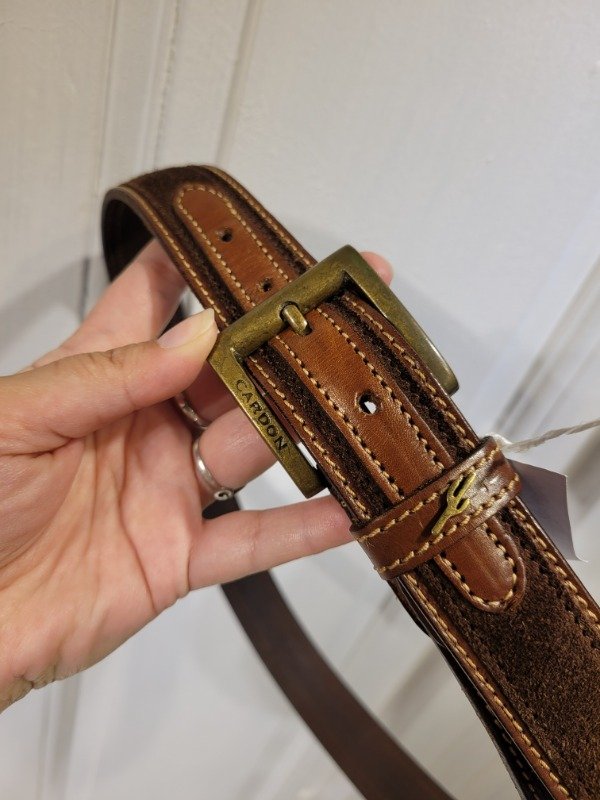 Producto - Cinturón CARDÓN de cuero y nobuck marrón 95 cm - PRECIO: 40X