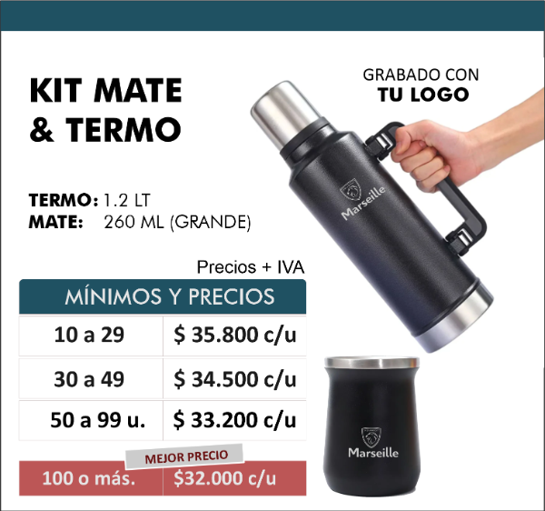 Producto - Termo 1.2 + Mate grande       Desde