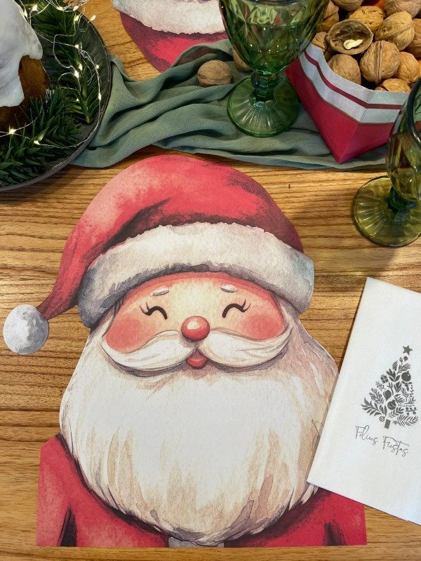 Producto - Platos De Sitio De Papel Silueta Papá Noel Pack x 10 Un. Navidad