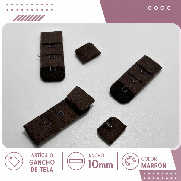 Producto - Gancho de tela 20mm x 3 posiciones marrón (por unidad)