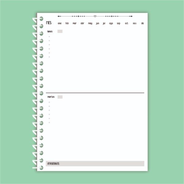 Producto - AGENDA PERPETUA 2 DIAS POR HOJA MINIMALISTA