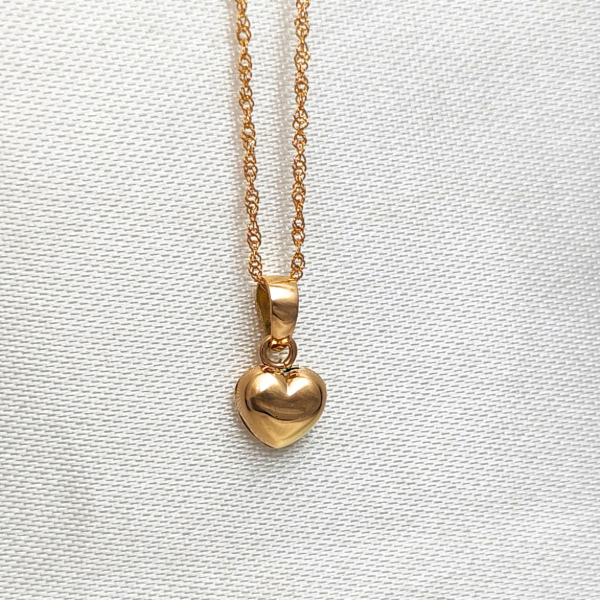 Producto - Conjunto Cadena y dije Corazón Inflado Oro 18kt - 1