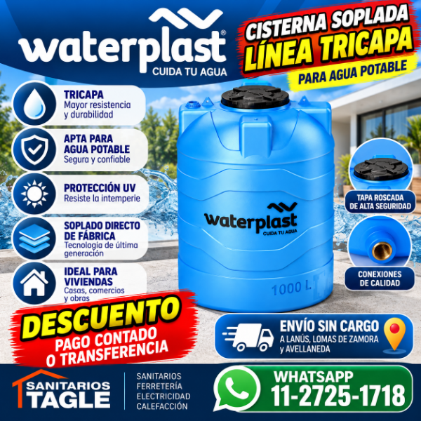 Producto - Cisterna soplada Waterplast super resistente 750 Lts.
