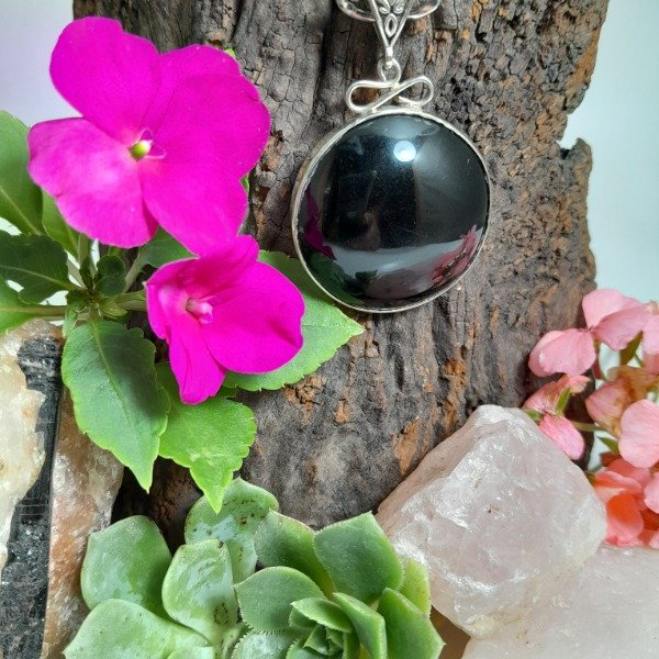 Producto - Dije de alpaca medallón de Obsidiana