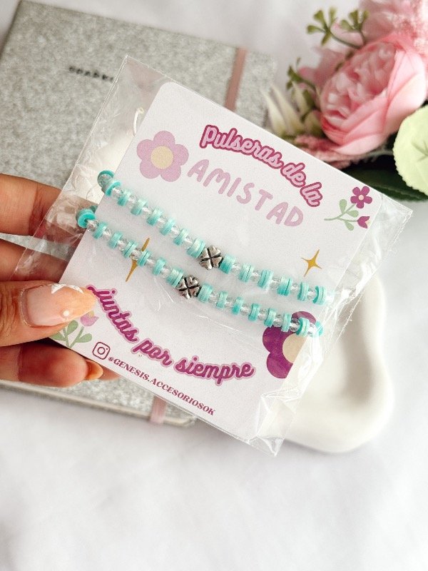 Producto - Pulseras Trébol Aqua x2