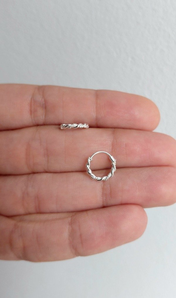 Producto - Argollita de Plata 10mm Torzada (unidad)